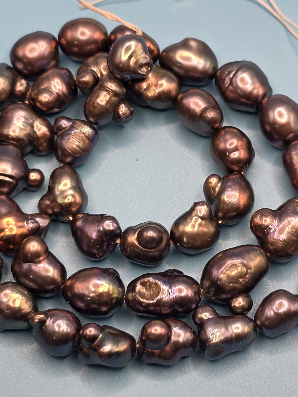 Genuine Peacock Baroque Freshwater Pearl Strand 15" 42 Pearls 31.18g Unfinished